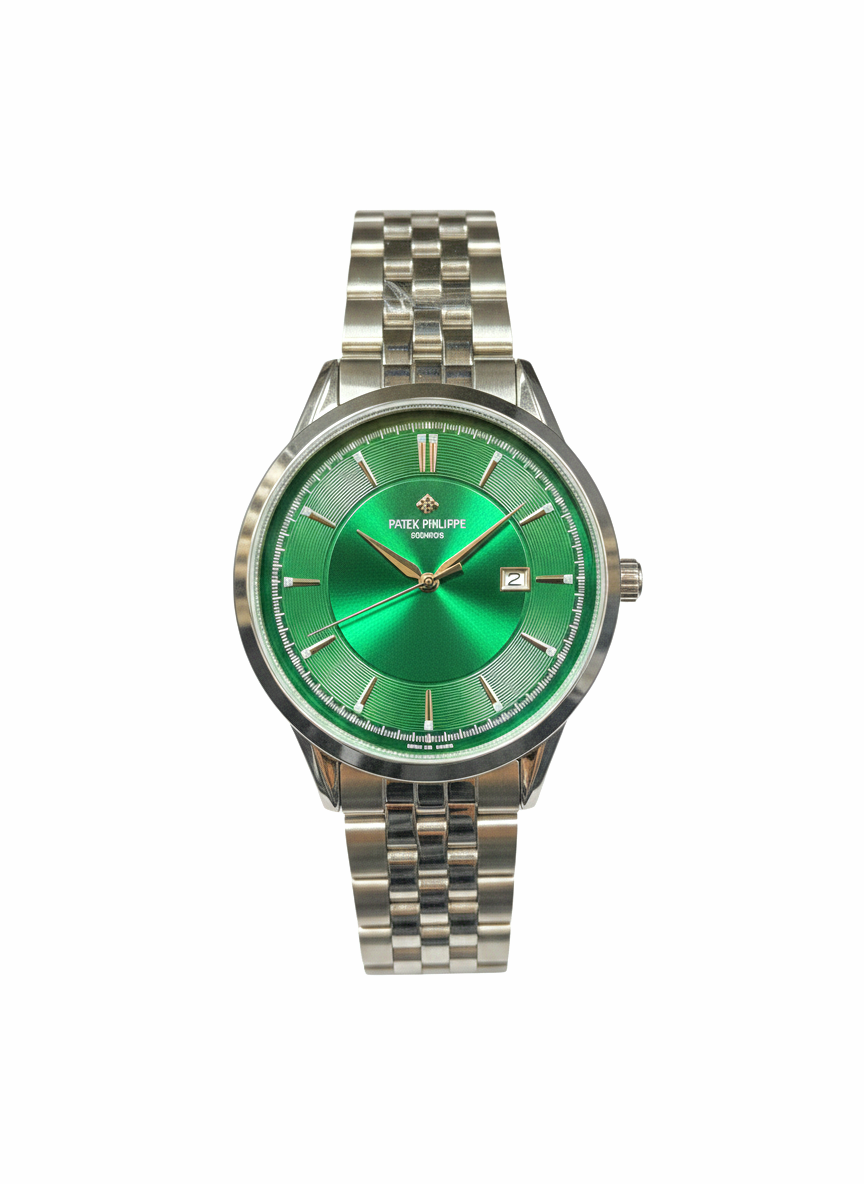 Patek Philippe Men’s Luxury Watch – Stainless Steel Bracelet, Green Dial
