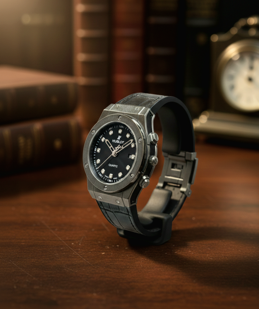 Hublot Men’s Watch with Rubber Strap & Quartz Movement